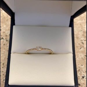 Baguette Thin Ring with Diamonds 14K Gold